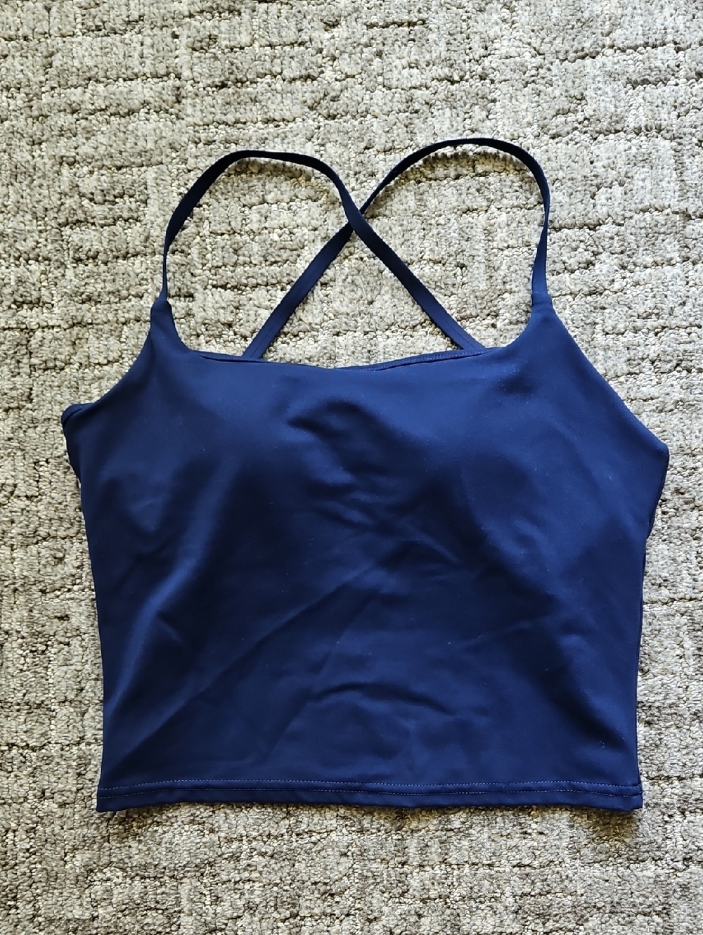 Navy Cross-Back Cropped Tank